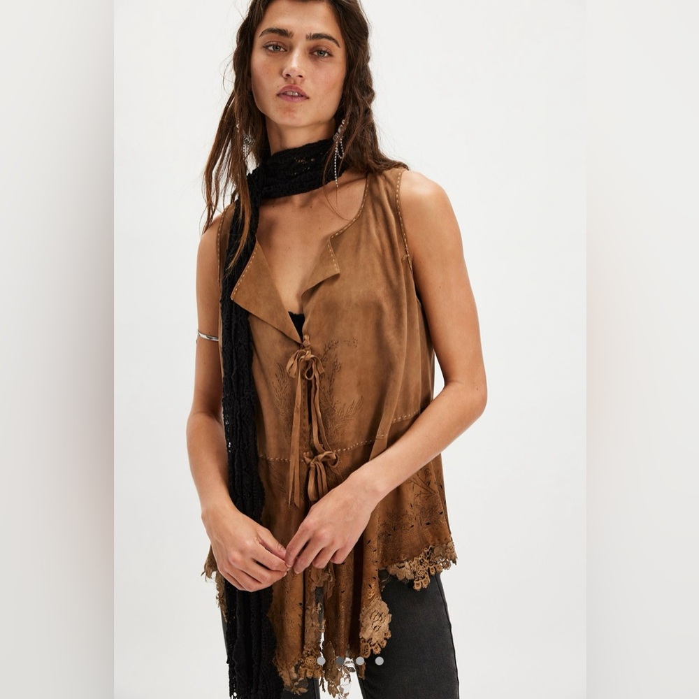 Free People X Nigel Preston Lambskin Lace Bolero Vest NWT ❗️Rare❗️